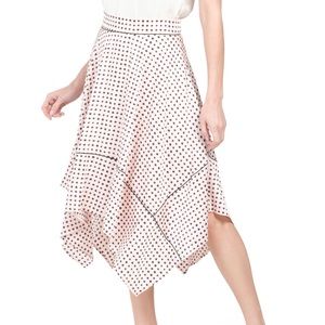 NWT Donna Karan water garden blush polkadot trapeze midi skirt. Size 12